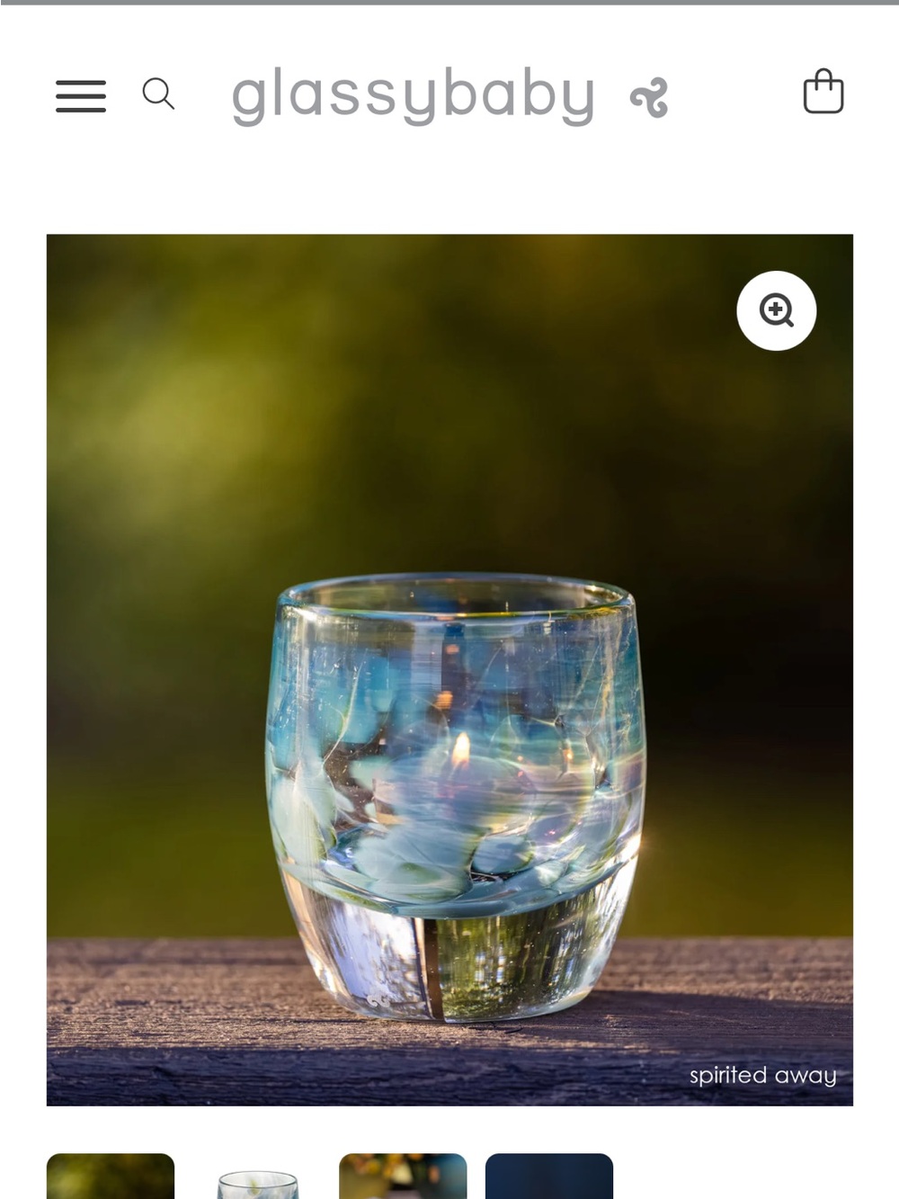 GlassyBaby “spirited away” votive holder. etched with “Family Matters”